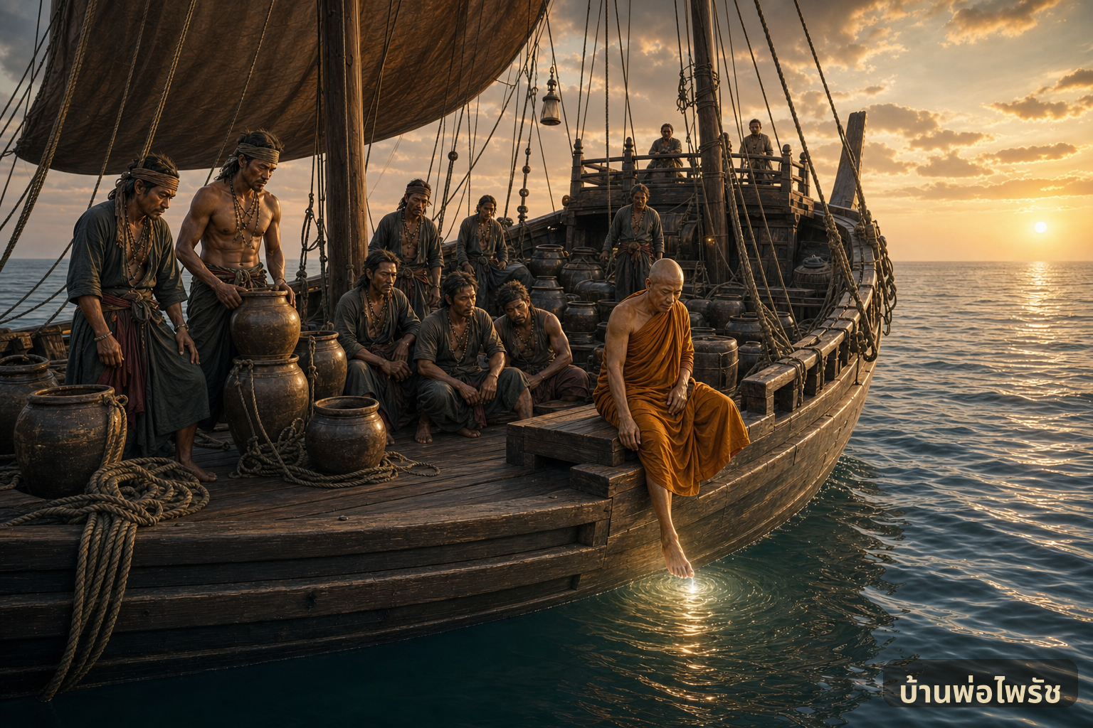 ภาพประกอบเรือโจรสลัดกลางทะเลในตำนานหลวงปู่ทวด