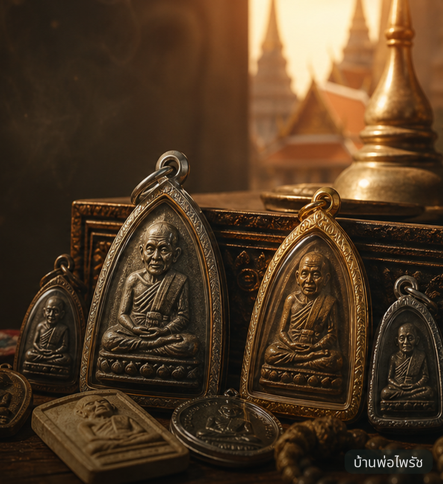 ภาพประกอบวัตถุมงคลและบรรยากาศบ้านพ่อ